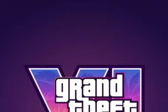 غلاف Grand Theft Auto VI — لوجو اللعبة الرسمي من Rockstar Games على خلفية فايس سيتي